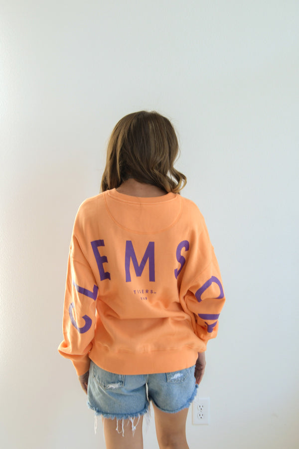 Clemson Barkley Split Lantern Sleeve Crew