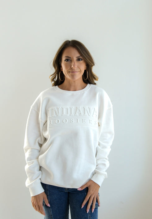 Indiana College Lines Embossed Comfort Crewneck