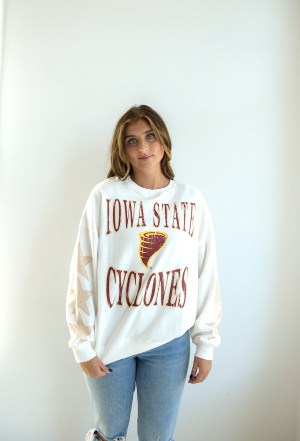 Iowa State Wynn Star Sleeve OS Fleece Crew
