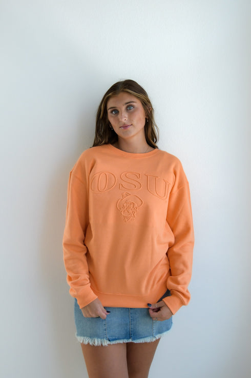 OK State Easley Embossed Comfort Crew