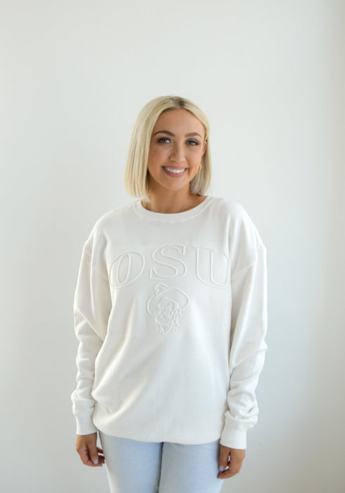 OK State Easley Embossed Comfort Crew