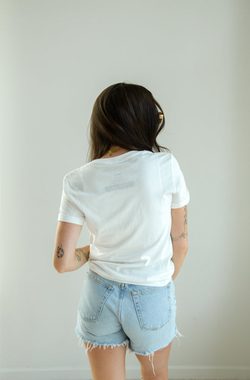 Nebraska Brodny Beaded Cuffed Tee