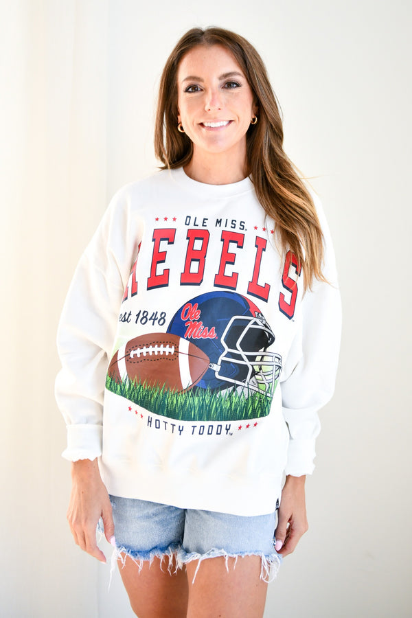 Ole Miss Malone Multimedia OS Fleece Crew