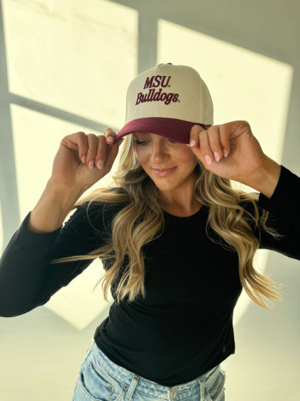 Mississippi State 3D Script 5 Panel Canvas Baseball Hat