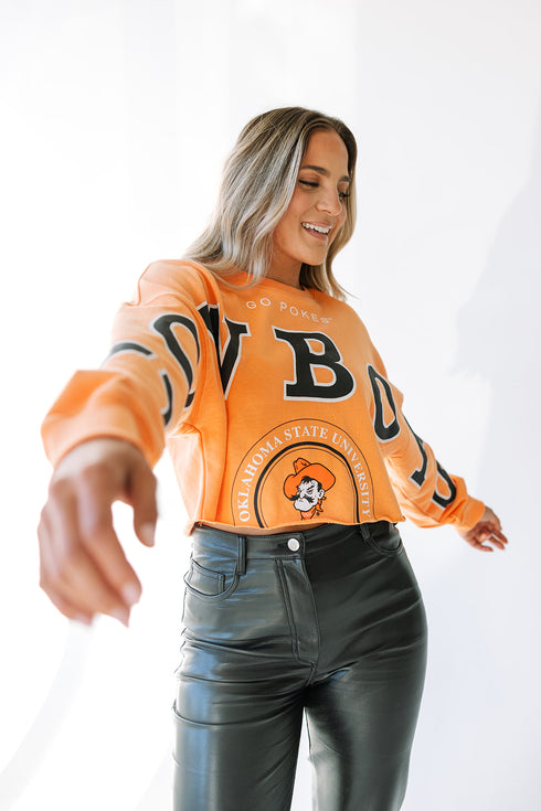 Oklahoma State Phipps Split Sleeve Cropped Longsleeve