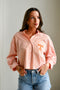 Tennessee Logo Patch Striped Cropped Button Up