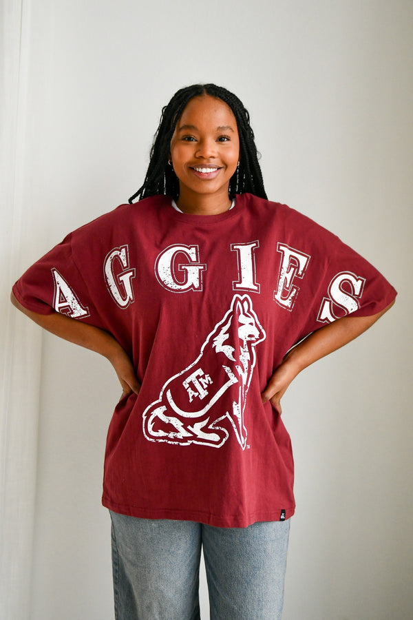 Texas A&M Southern Split Oversized Band Tee