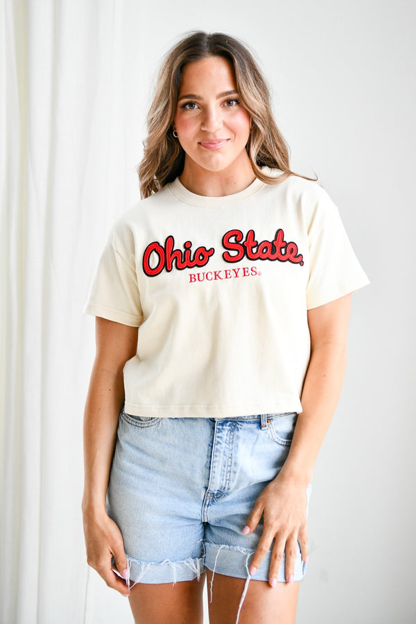Ohio State Manhattan Stitch Heavyweight Crop Tee