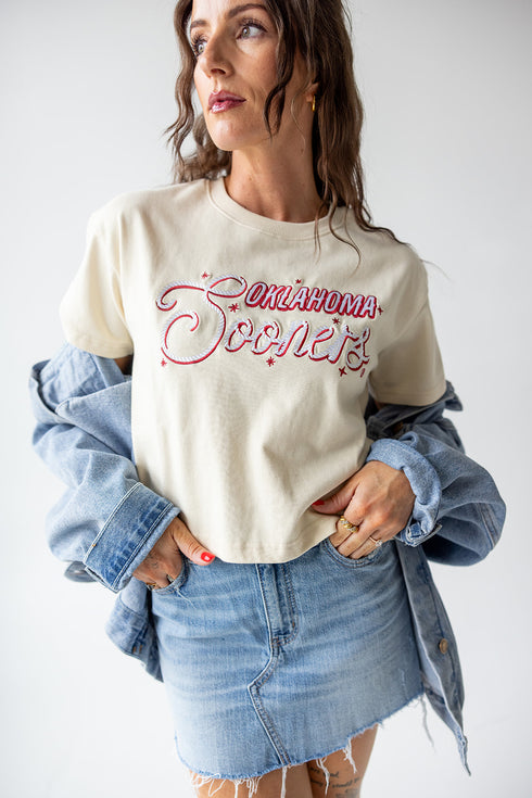 Oklahoma Lasso Luxe Heavyweight Crop Tee