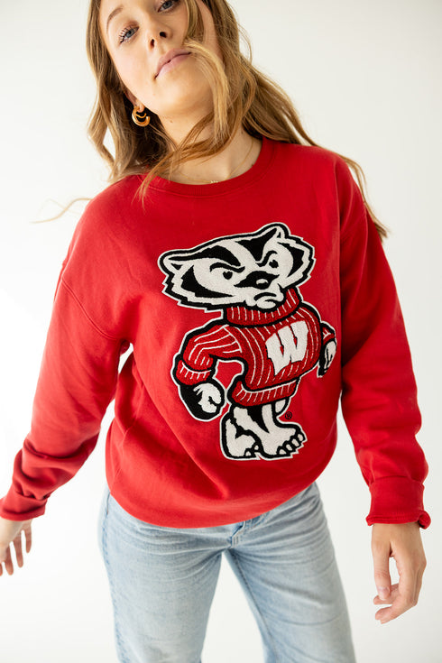 Wisconsin Mascot Chenille Comfort Crewneck