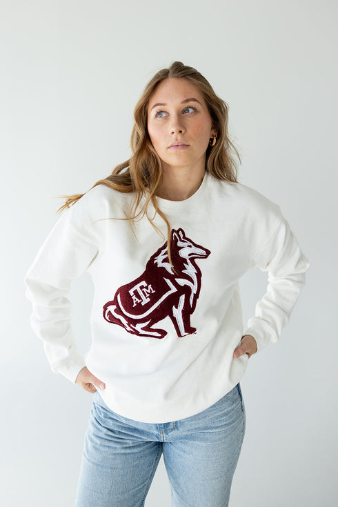 Texas A&M Mascot Chenille Comfort Crewneck