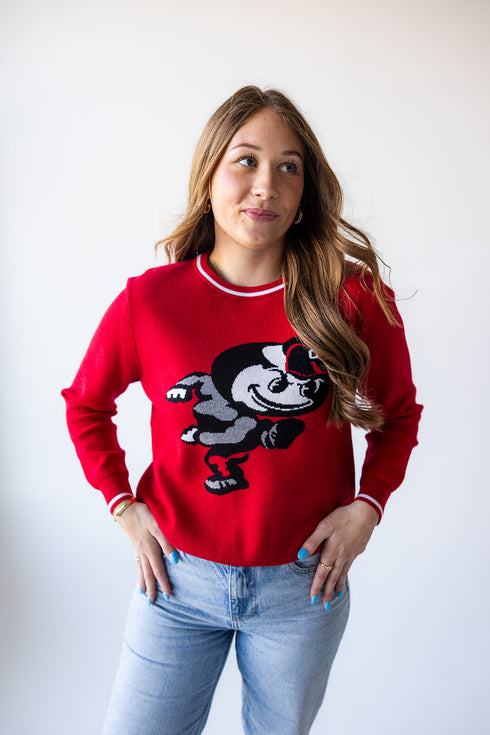 Ohio State Wicks Woven Striped Detail Sweater