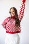 Alabama Checkerboard Cropped Crew Sweater