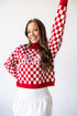 Alabama Checkerboard Cropped Crew Sweater
