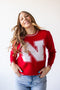 Nebraska Wicks Woven Striped Detail Sweater