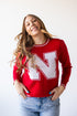 Nebraska Wicks Woven Striped Detail Sweater