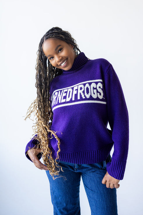TCU Railway Sweater Rolled Turtleneck