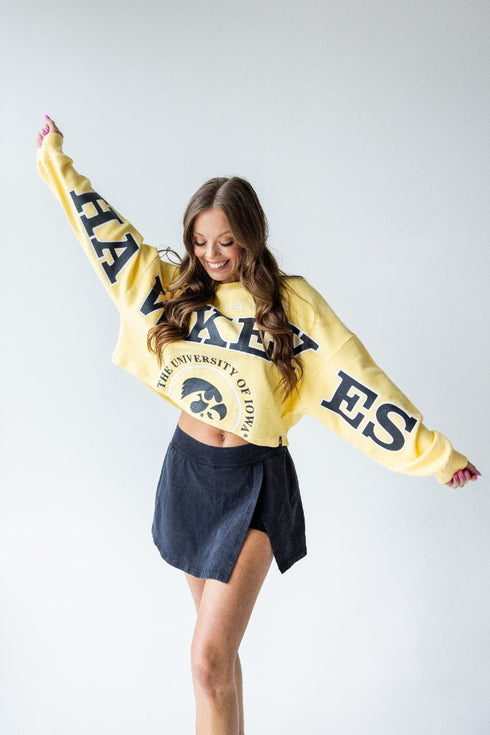 Iowa Phipps Split Sleeve Cropped Corded Crew