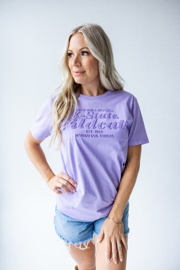 Kansas State Hansen Brush Embroidery Comfort T-Shirt