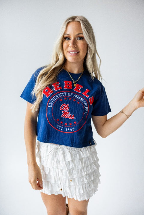Ole Miss Sayler Star Heavyweight Crop Tee