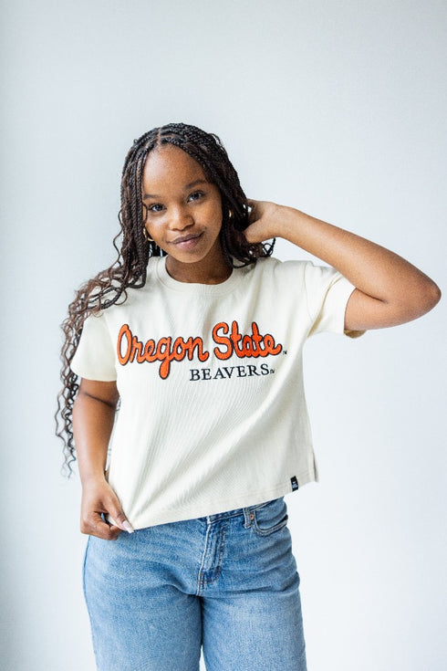 Oregon State Manhattan Stitch Heavyweight Crop Tee