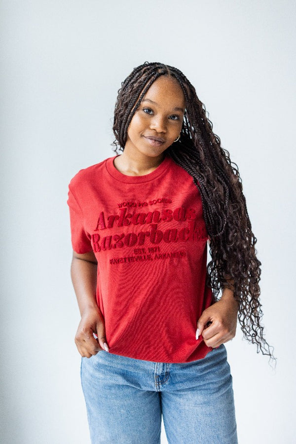 Arkansas Hansen Brush Embroidery Comfort T-Shirt