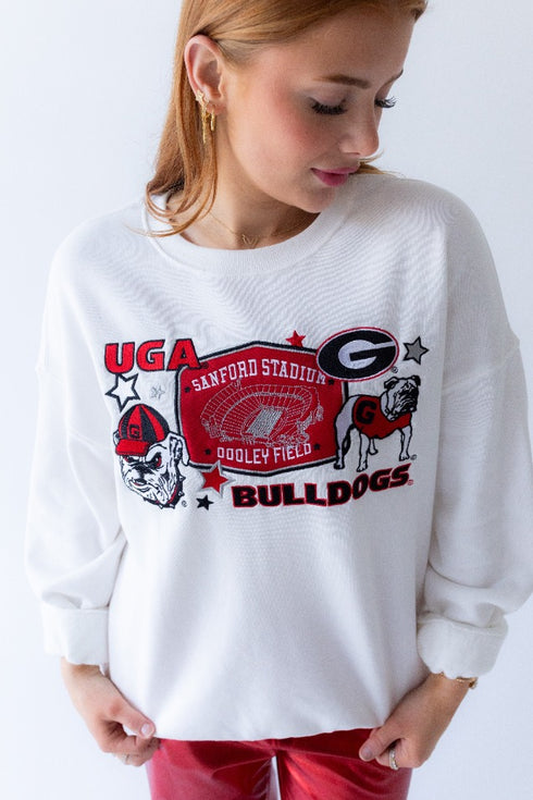 Georgia Layer Patch Lantern Sleeve Crew
