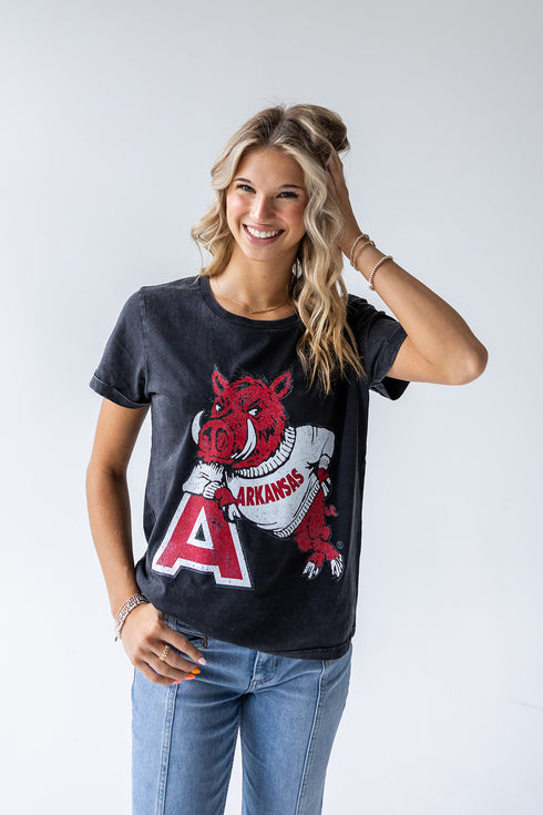 Arkansas Legacy Logo Cuffed Tee