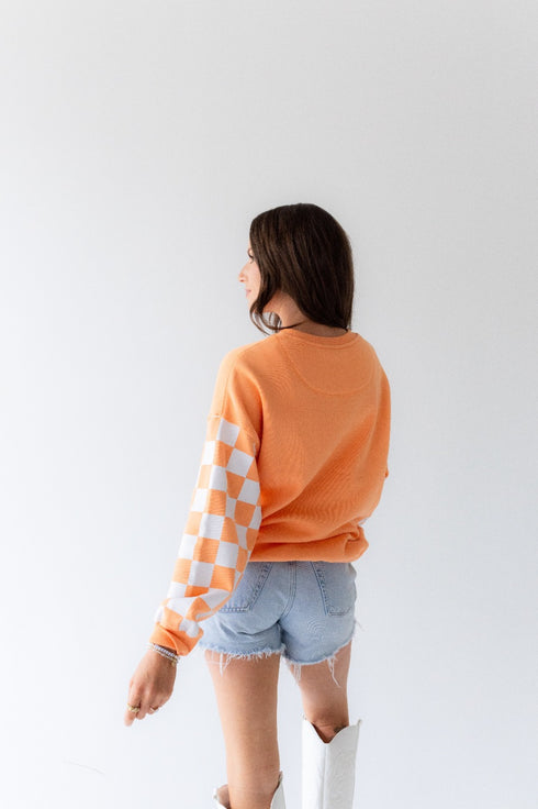 Oklahoma State Russell Check Lantern Sleeve Crew