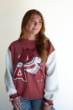 Arkansas Legacy Logo Colorblock Crew