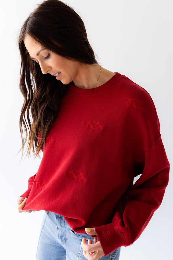 Arkansas Ritter Repeat Lantern Sleeve Crew