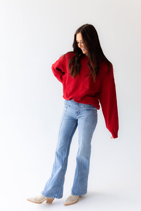 Arkansas Ritter Repeat Lantern Sleeve Crew