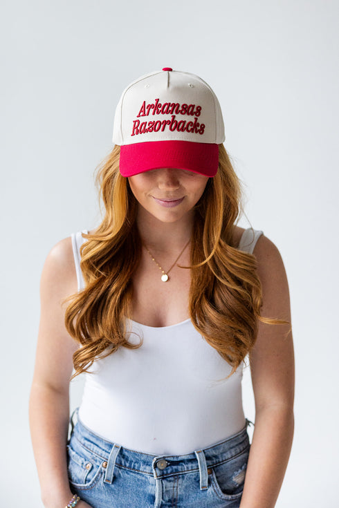 Arkansas 3D Script Canvas Trucker Hat