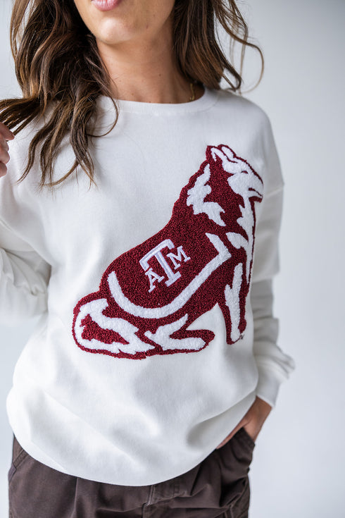 Texas A&M Mascot Chenille Comfort Crewneck