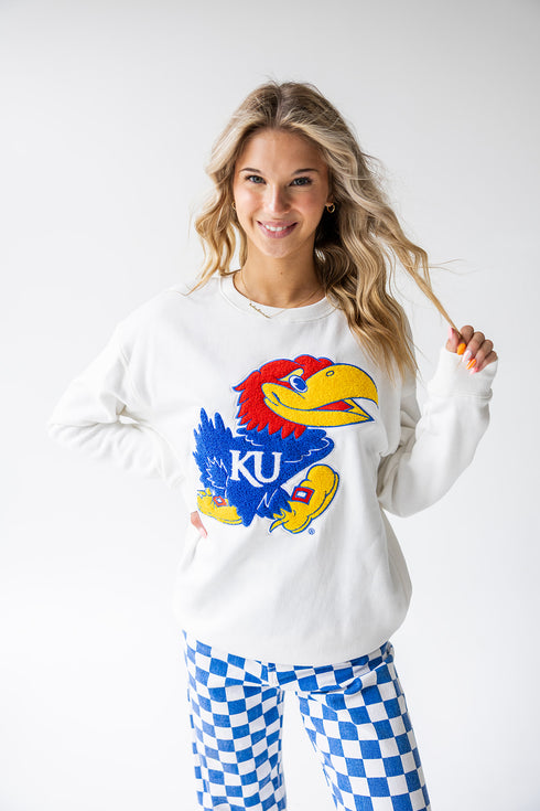 Kansas Mascot Chenille Comfort Crew