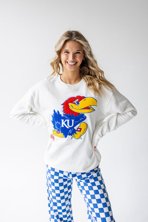 Kansas Mascot Chenille Comfort Crew