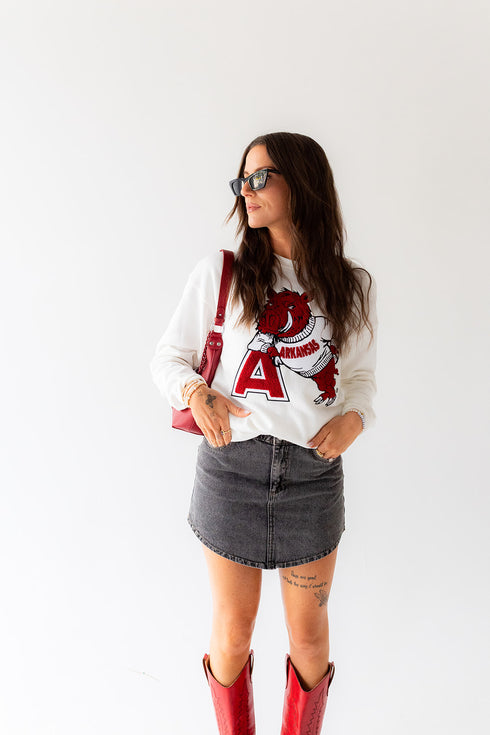 Arkansas Mascot Chenille Comfort Crew