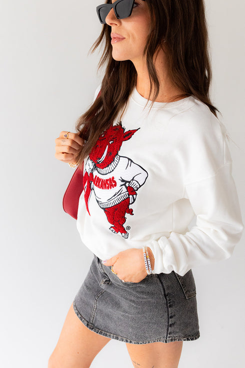Arkansas Mascot Chenille Comfort Crew