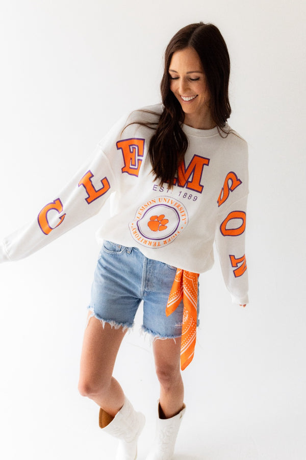 Clemson Philly Split Lantern Sleeve Crew