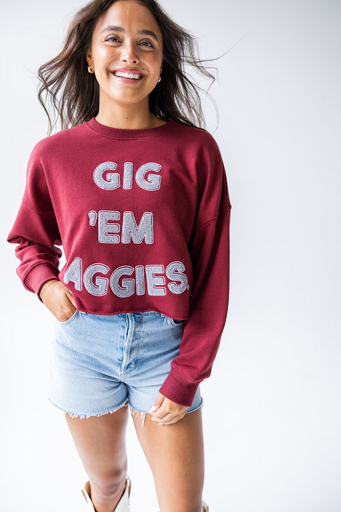 Texas A&M Perkins Chenille Cropped Longsleeve