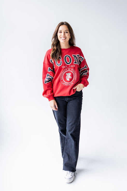 Wisconsin Philly Split Lantern Sleeve Crew