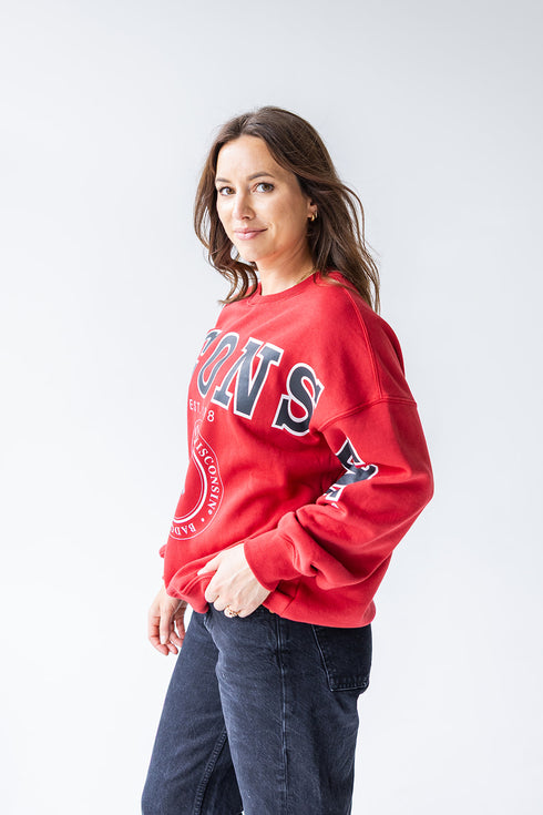 Wisconsin Philly Split Lantern Sleeve Crew