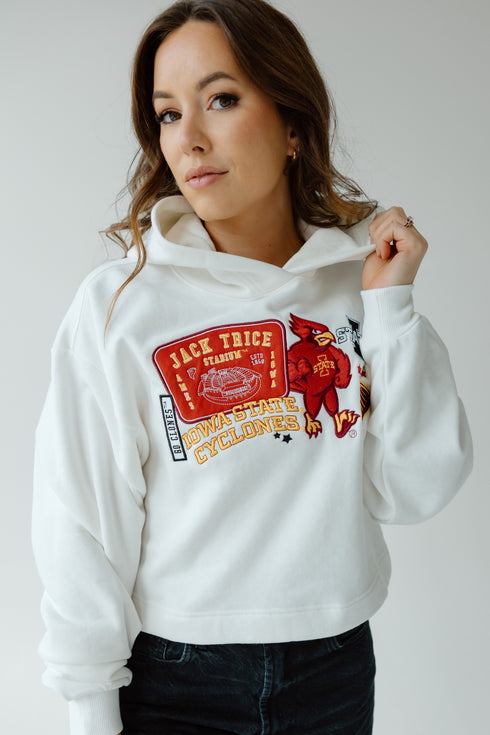 Iowa State Layer Patch Luxe Crop Hoodie