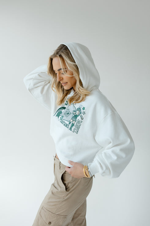 Michigan State Layer Patch Luxe Crop Hoodie