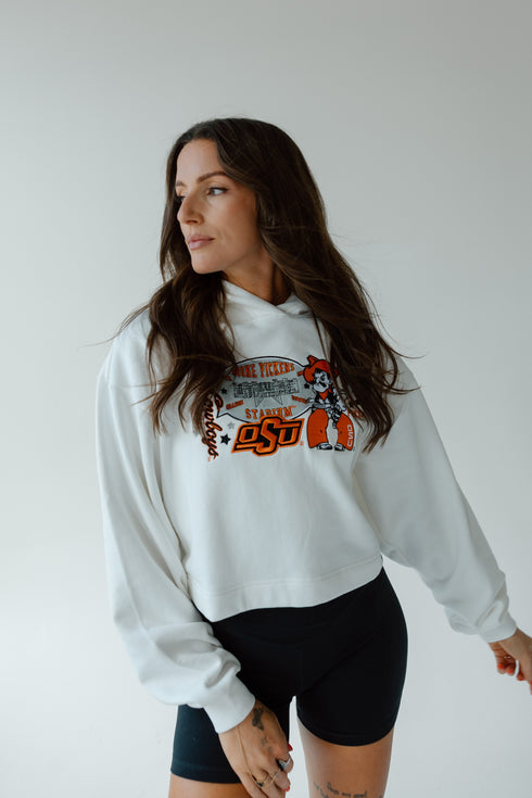 OK State Layer Patch Luxe Crop Hoodie