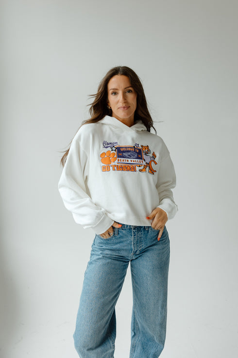 Clemson Layer Patch Luxe Crop Hoodie