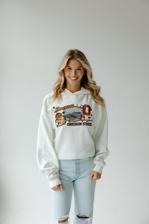 Oregon State Layer Patch Luxe Crop Hoodie