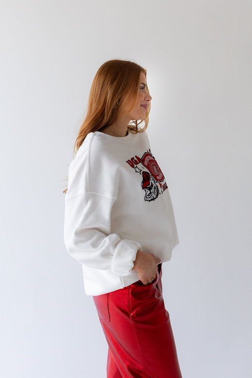 Georgia Layer Patch Lantern Sleeve Crew