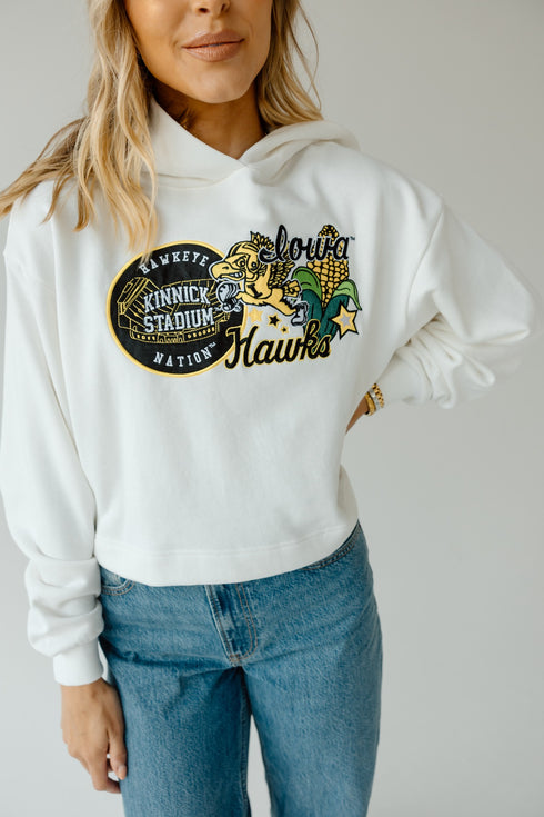 Iowa Layer Patch Luxe Crop Hoodie