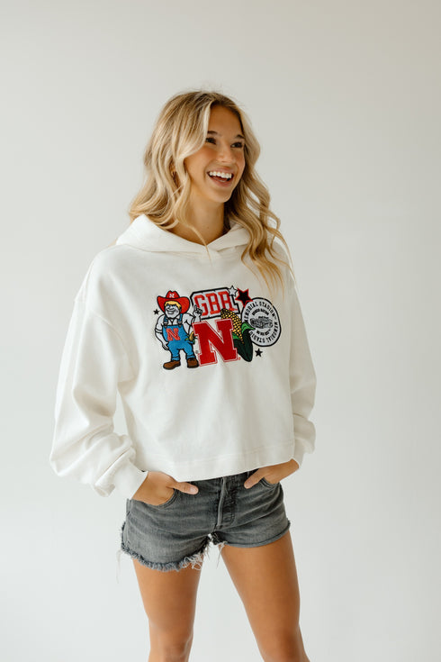 Nebraska Layer Patch Luxe Crop Hoodie